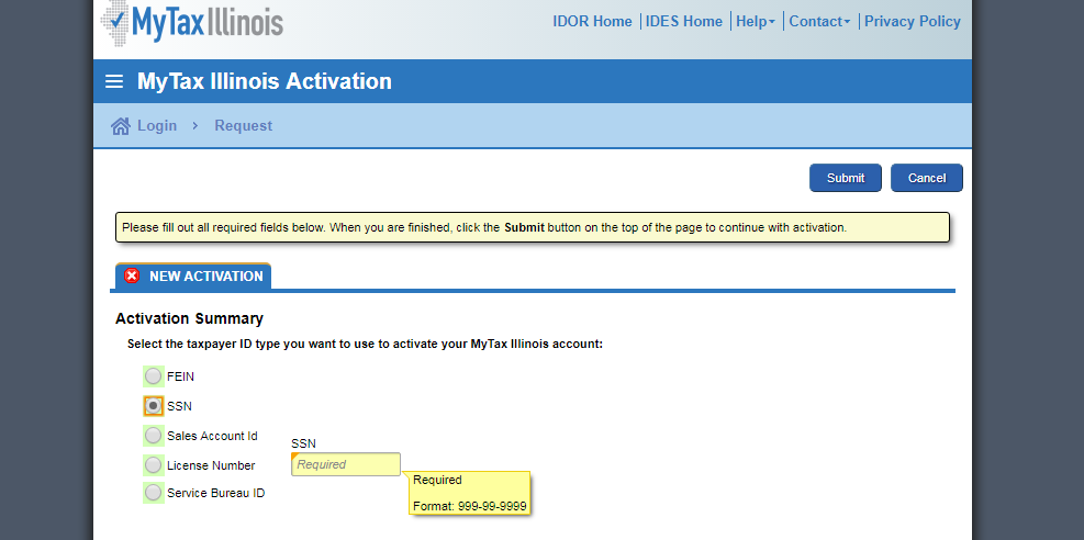 Step One Picture SSN Number Activation